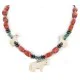 Horse Certified Authentic Navajo .925 Sterling Silver Natural Turquoise Coral Bone Hematite Native American Necklace 16038-2
