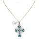 Handmade Cross Certified Authentic Zuni .925 Sterling Silver Natural Turquoise Native American Necklace 24368
