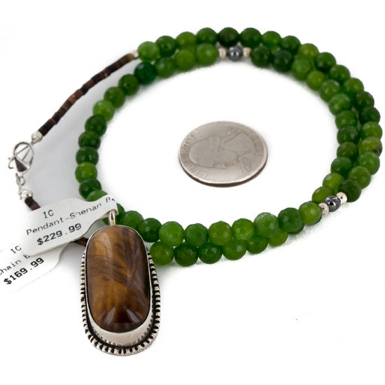 .925 Sterling Silver Handmade Certified Authentic Navajo Tigers Eye and Quartz Native American Necklace 24125-16076-6 .925 Sterling Silver Handmade Certified Authentic Navajo Tigers Eye and Quartz Native American Necklace 24125-16076-6