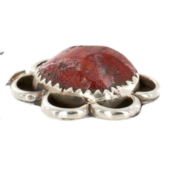Handmade Certified Authentic .925 Sterling Silver Navajo Coral Native American Pendant 16088-1 Handmade Certified Authentic .925 Sterling Silver Navajo Coral Native American Pendant 16088-1
