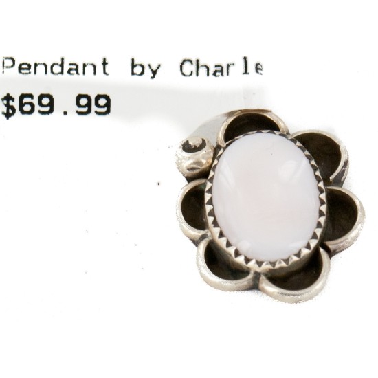 .925 Sterling Silver Handmade Certified Authentic Natural Mother of Pearl Navajo Native American Pendant 16088-10 .925 Sterling Silver Handmade Certified Authentic Natural Mother of Pearl Navajo Native American Pendant 16088-10