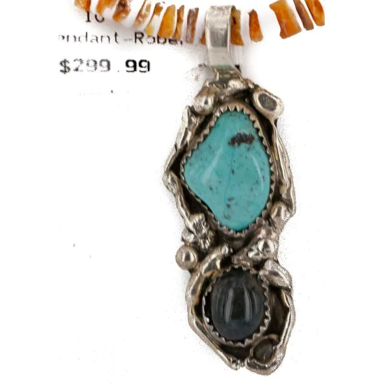 Certified Authentic .925 Sterling Silver Handmade Navajo Natural Turquoise Agate Spiny Oyster Native American Necklace 15939-4-25277 Certified Authentic .925 Sterling Silver Handmade Navajo Natural Turquoise Agate Spiny Oyster Native American Necklace 15939-4-25277