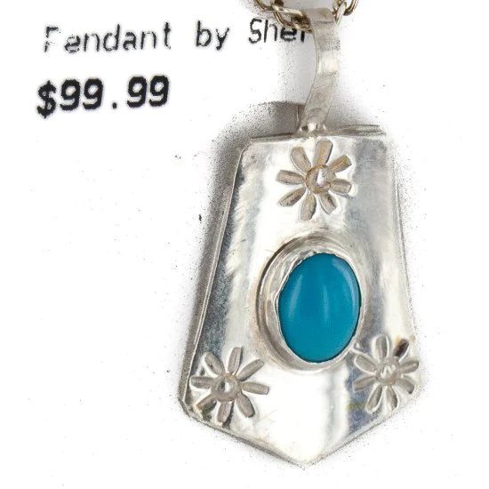 Certified Authentic .925 Sterling Silver Handmade Navajo Natural Turquoise Native American Necklace 24423-2