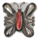Certified Authentic Butterfly Handmade Navajo .925 Sterling Silver Natural Spiny Oyster Native American Pin and Pendant 14557
