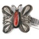 Certified Authentic Butterfly Handmade Navajo .925 Sterling Silver Natural Spiny Oyster Native American Pin and Pendant 14557