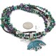 Certified Authentic 3 Strand .925 Sterling Silver Handmade Bear Natural Chipped Turquoise Amethyst and Turquoise Native American Necklace 24461-25251-2