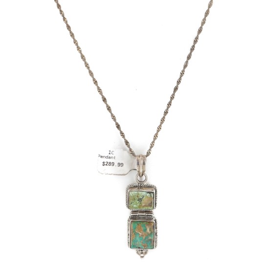 Handmade Navajo .925 Sterling Silver Natural Turquoise Native American Necklace 10050 Handmade Navajo .925 Sterling Silver Natural Turquoise Native American Necklace 10050