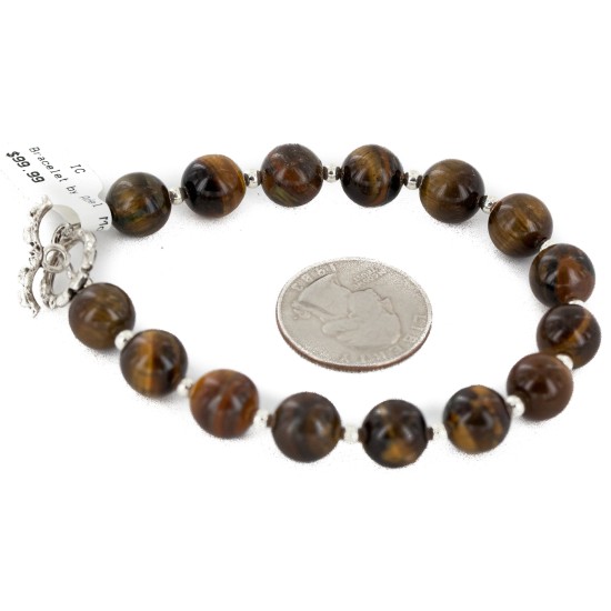 Certified Authentic Navajo Natural Tigers Eye Native American Bracelet 12888-1 Certified Authentic Navajo Natural Tigers Eye Native American Bracelet 12888-1