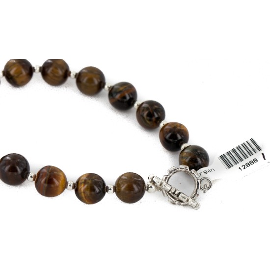 Certified Authentic Navajo Natural Tigers Eye Native American Bracelet 12888-1 Certified Authentic Navajo Natural Tigers Eye Native American Bracelet 12888-1