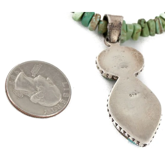 Handmade Navajo .925 Sterling Silver Natural Turquoise and Turquoise Native American Necklace 10053