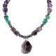 Certified Authentic Navajo .925 Sterling Silver Natural Turquoise Amethyst Hematite Native American Necklace 34057