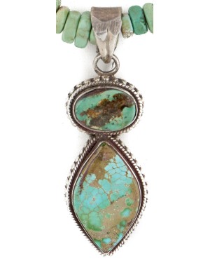 Handmade Navajo .925 Sterling Silver Natural Turquoise and Turquoise Native American Necklace 10053 Handmade Navajo .925 Sterling Silver Natural Turquoise and Turquoise Native American Necklace 10053