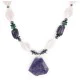 Certified Authentic Navajo .925 Sterling Silver Natural Turquoise Amethyst Pink Quartz Hematite Native American Necklace 16092-8