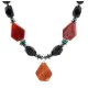 Certified Authentic Navajo .925 Sterling Silver Natural Turquoise Black Onyx Carnelian Hematite Native American Necklace 16092-9