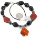 Certified Authentic Navajo .925 Sterling Silver Natural Turquoise Black Onyx Carnelian Hematite Native American Necklace 16092-9