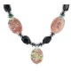 Certified Authentic Navajo .925 Sterling Silver Natural Turquoise Pink Jasper Black Onyx Hematite Native American Necklace 16092-2