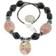 Certified Authentic Navajo .925 Sterling Silver Natural Turquoise Pink Jasper Black Onyx Hematite Native American Necklace 16092-2