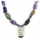 Certified Authentic Bird Inlay Navajo .925 Sterling Silver Natural Turquoise Amethyst Mother of Pearl Hematite Native American Necklace 16092-4