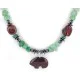 Certified Authentic Bear Navajo .925 Sterling Silver Natural Turquoise Jade Red Jasper Hematite Native American Necklace 16090-3