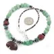 Certified Authentic Bear Navajo .925 Sterling Silver Natural Turquoise Jade Red Jasper Hematite Native American Necklace 16090-3