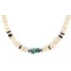 Certified Authentic Navajo .925 Sterling Silver Natural Turquoise Graduated Melon Shell Hematite Native American Necklace 14905-3