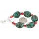 Certified Authentic Navajo .925 Sterling Silver Composite Turquoise Coral Native American Bracelet 12892-4