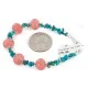 Certified Authentic Navajo .925 Sterling Silver Natural Turquoise Native American Pink Quartz Bracelet 12891-4