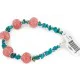 Certified Authentic Navajo .925 Sterling Silver Natural Turquoise Native American Pink Quartz Bracelet 12891-4
