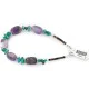 Certified Authentic Navajo .925 Sterling Silver Natural Turquoise and Amethyst Native American Bracelet 12891-1