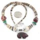 Certified Authentic Bear Navajo .925 Sterling Silver Natural Turquoise Graduated Heishi Red Jasper Hematite Native American Necklace 16090-5