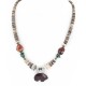 Certified Authentic Bear Navajo .925 Sterling Silver Natural Turquoise Graduated Heishi Red Jasper Hematite Native American Necklace 16090-5