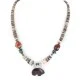 Certified Authentic Bear Navajo .925 Sterling Silver Natural Turquoise Graduated Heishi Red Jasper Hematite Native American Necklace 16090-5