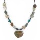 Certified Authentic Heart Navajo .925 Sterling Silver Natural Turquoise Green Jasper Hematite Native American Necklace 16090-4