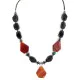 Certified Authentic Navajo .925 Sterling Silver Natural Turquoise Black Onyx Carnelian Hematite Native American Necklace 16092-9