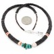 Certified Authentic Navajo .925 Sterling Silver Natural Turquoise Coral Graduated Melon Shell Native American Necklace 14905-5