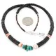 Navajo .925 Sterling Silver Natural Turquoise Coral Graduated Melon Shell Necklace 14905-5 Navajo .925 Sterling Silver Natural Turquoise Coral Graduated Melon Shell Necklace 14905-5