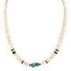 Certified Authentic Navajo .925 Sterling Silver Natural Turquoise Graduated Melon Shell Hematite Native American Necklace 14905-3