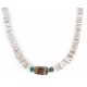 Certified Authentic Navajo .925 Sterling Silver Natural Turquoise Graduated Melon Shell Tigers Eye Native American Necklace 14905-6