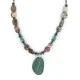 Certified Authentic Navajo .925 Sterling Silver Natural Turquoise Green Jasper Hematite Native American Necklace 16090-2
