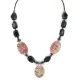Certified Authentic Navajo .925 Sterling Silver Natural Turquoise Pink Jasper Black Onyx Hematite Native American Necklace 16092-2
