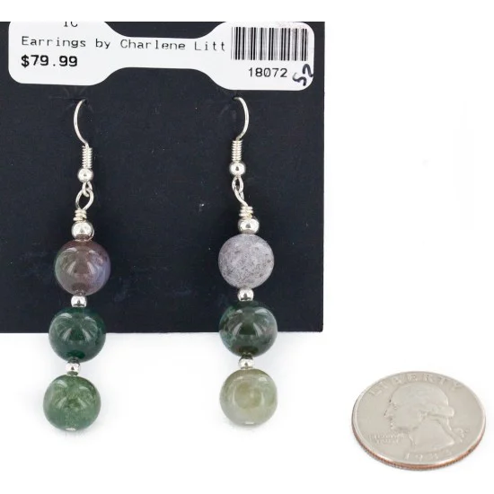 Certified Authentic Navajo .925 Sterling Silver Hooks Natural Jasper Native American Earrings 18072-52
