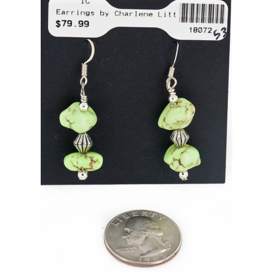 Certified Authentic Navajo .925 Sterling Silver Hooks Gaspeite Native American Earrings 18072-53 Certified Authentic Navajo .925 Sterling Silver Hooks Gaspeite Native American Earrings 18072-53