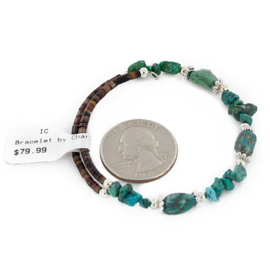 Navajo Natural Turquoise Heishi Adjustable Wrap Bracelet 12742-77 Navajo Natural Turquoise Heishi Adjustable Wrap Bracelet 12742-77