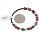 Certified Authentic Navajo Natural Turquoise Red Jasper Heishi Adjustable Wrap Native American Bracelet 12742-78