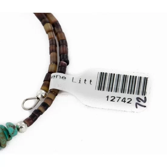 Navajo Natural Turquoise Graduated Melon Shell Heishi Adjustable Wrap Bracelet 12742-72 Navajo Natural Turquoise Graduated Melon Shell Heishi Adjustable Wrap Bracelet 12742-72