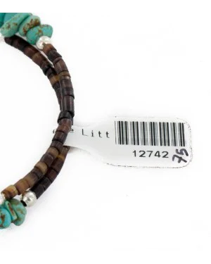 Certified Authentic Navajo Coral Natural Turquoise Heishi Adjustable Wrap Native American Bracelet 12742-75