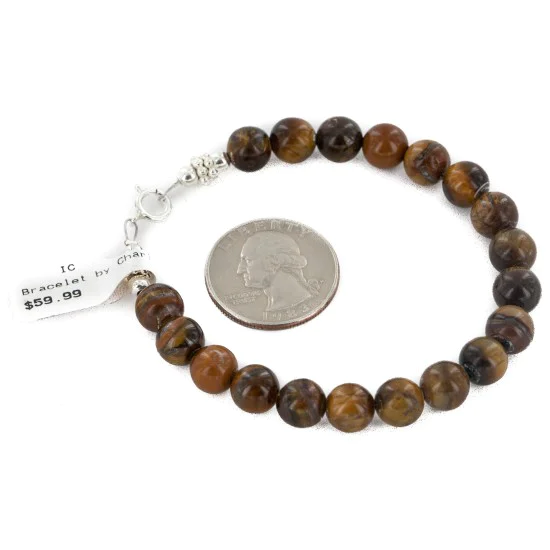 Certified Authentic Navajo .925 Sterling Silver Natural Tigers Eye Native American Bracelet 12907-1 Certified Authentic Navajo .925 Sterling Silver Natural Tigers Eye Native American Bracelet 12907-1