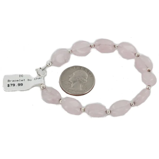 Certified Authentic Navajo .925 Sterling Silver Natural Native American Pink Quartz Bracelet 12742-206 Certified Authentic Navajo .925 Sterling Silver Natural Native American Pink Quartz Bracelet 12742-206