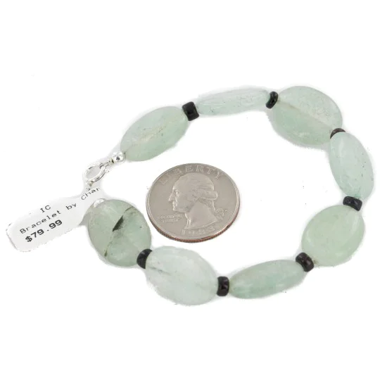 Certified Authentic Navajo .925 Sterling Silver Natural Quartz Black Onyx Native American Bracelet 12742-200