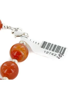 Certified Authentic .925 Sterling Silver Navajo Natural Carnelian Native American Bracelet 12742-201